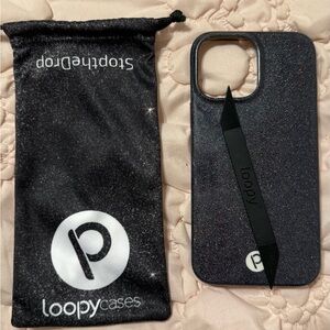 Black Sparkle Loopy Case Black Glitter Phone Case